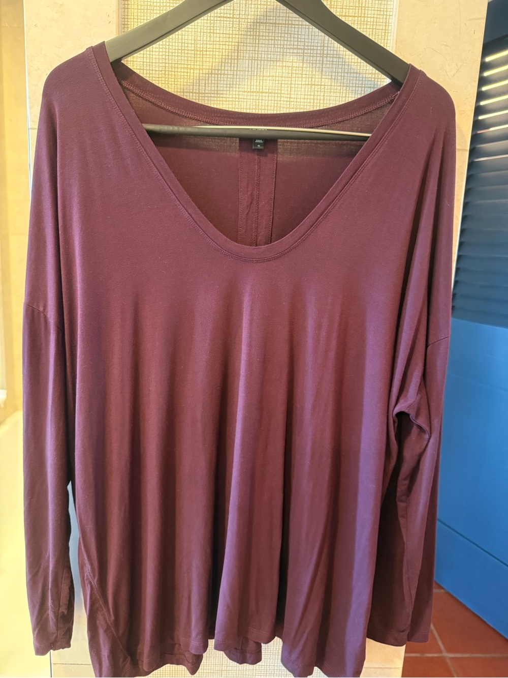 Express Relaxed Burgundy Oversized Long Sleeve Top XL